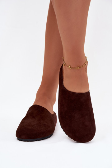 Slippers Damesvan eco-suèdeu CzekoladoIne Kalvess