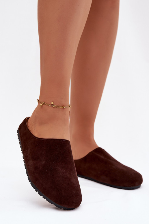 Slippers Damesvan eco-suèdeu CzekoladoIne Kalvess