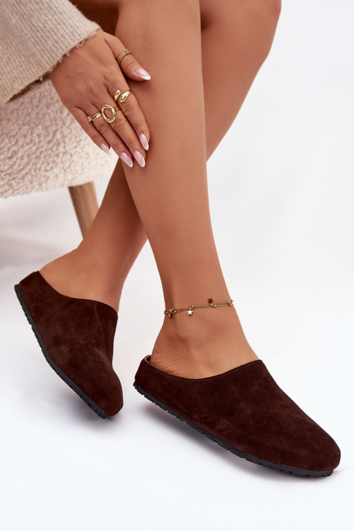 Slippers Damesvan eco-suèdeu CzekoladoIne Kalvess