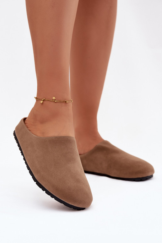 Slippers Damesvan eco-suèdeu kaki kleuren Kalvess