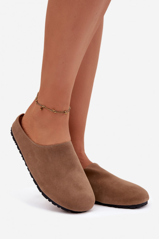 Slippers Damesvan eco-suèdeu kaki kleuren Kalvess