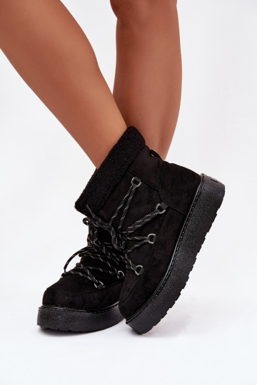 Zwarte dames sneeuwlaarzen met platform en stijlvolle details Roselya 2