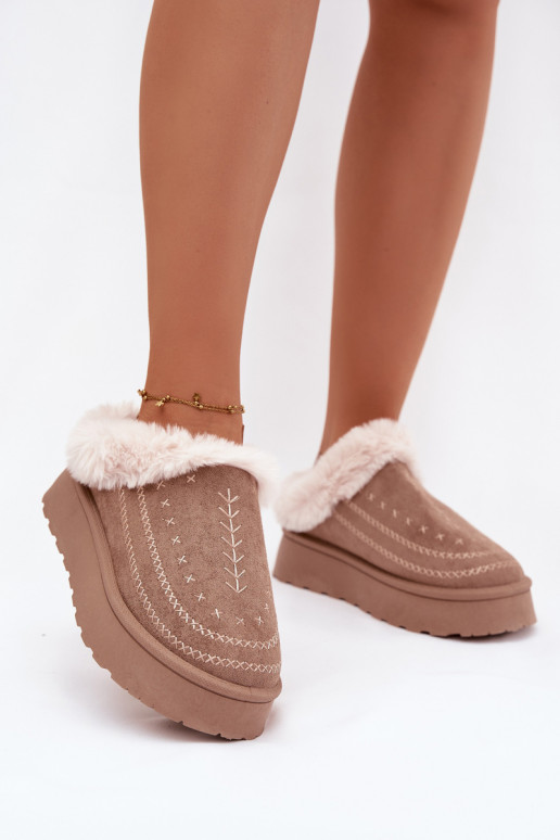 SneeuIn laarzen Dames met platform met bont I Przeszyciami beige Arelina
