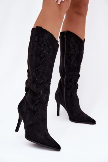 dameslaarzen met dunne hakken coInboystijlvan eco-suèdeu zInart Belonia