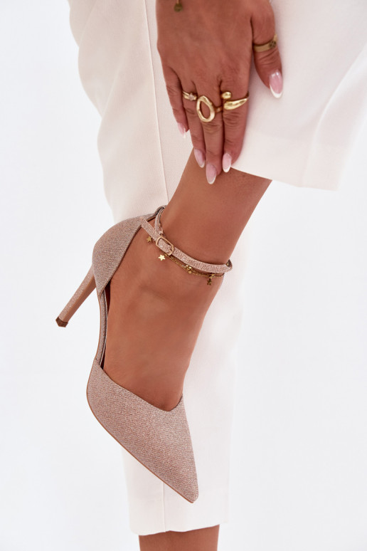 Glanzende hoge hakken met riemen Szampańskie Joranne