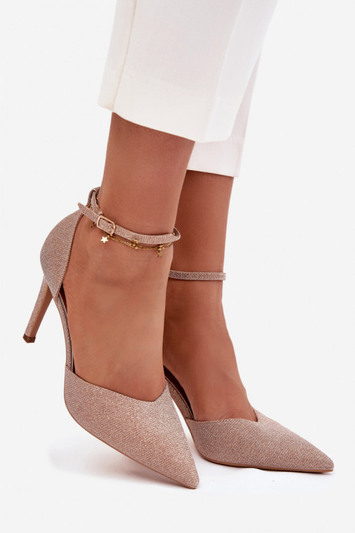Glanzende hoge hakken met riemen Szampańskie Joranne