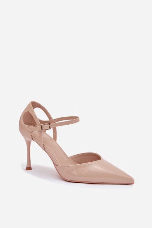 met lakeffect Hakken met riemen beige Tarilin