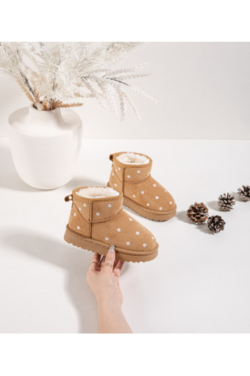 Kind sneeuwlaarzen met bloemenmotief, bruin, Gracina