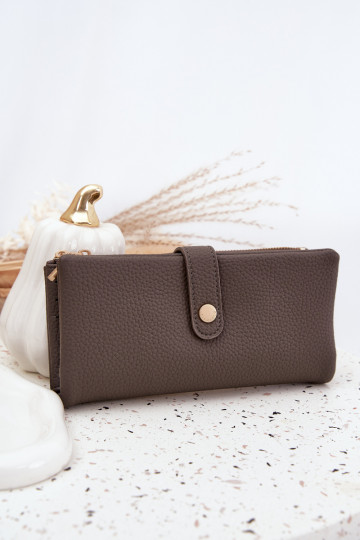 Dames portemonnee van ecoleer groot grijs Gilessa