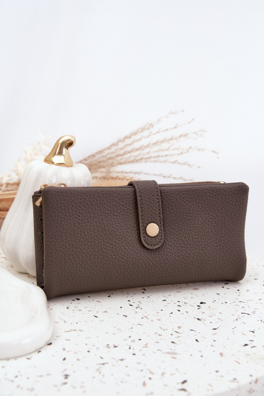 Dames portemonnee van ecoleer groot grijs Gilessa