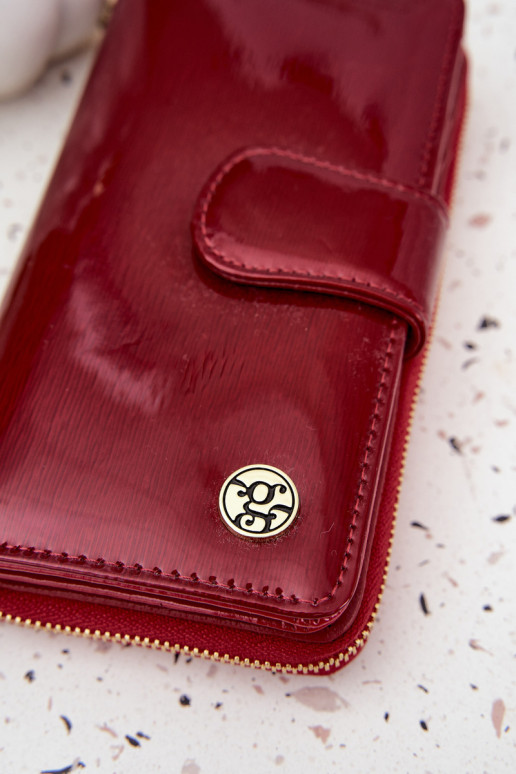 gelakt Dames portemonnee Ze gouden kleurm Detalem rood Evlinne
