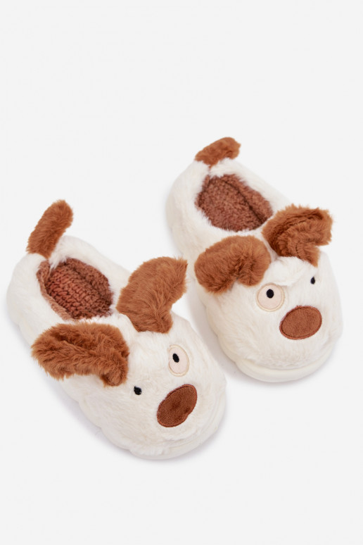 Kinderen met bont Slippers Puppys bruine kleur Farnise