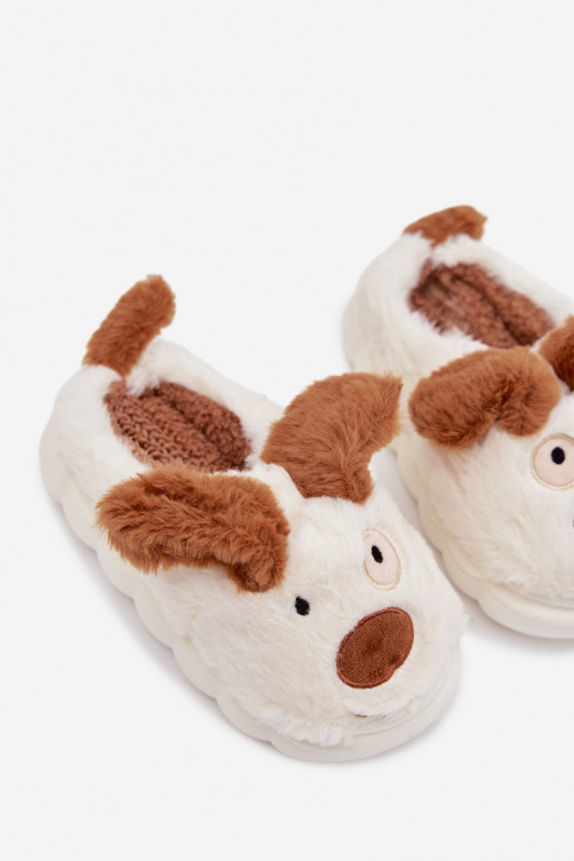 Kinderen met bont Slippers Puppys bruine kleur Farnise