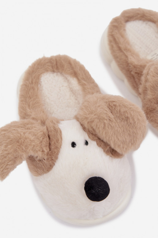 Kinderen met bont Slippers Puppys beige Farnise