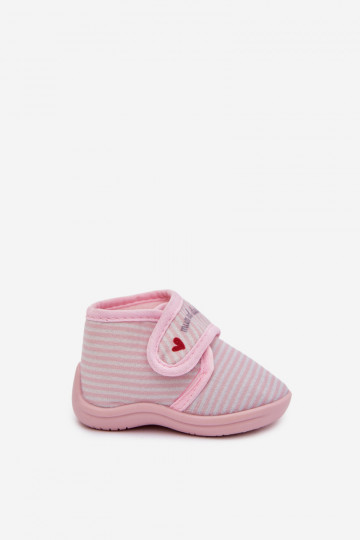 Slippers Kinderen met zelfklevende bevestigingsmiddelen met strepen Lichtroze tint Lavelle 2