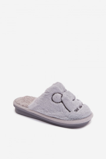 Blauwe kinder slippers met bont Norene