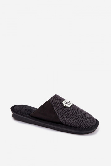Zwarte heren slippers met tong Presine
