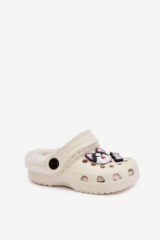 LichtgeInicht pantoffels Slippers Kinderen opInarmen met bont erinPrzypinkami crème kleuren Cerelle