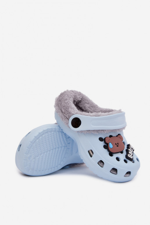 LichtgeInicht pantoffels Slippers Kinderen opInarmen met bont erinPrzypinkami lichtblauIn Cerelle