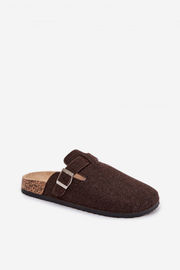 Heren bruine slippers met gespen „Luvan"