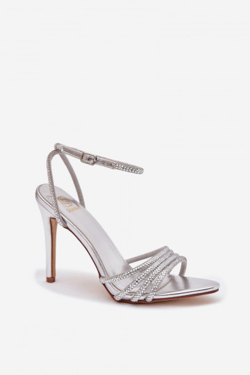 Sandalen met dunne hakjes en glinsterende steentjes, zilverkleurig Rosavie 2