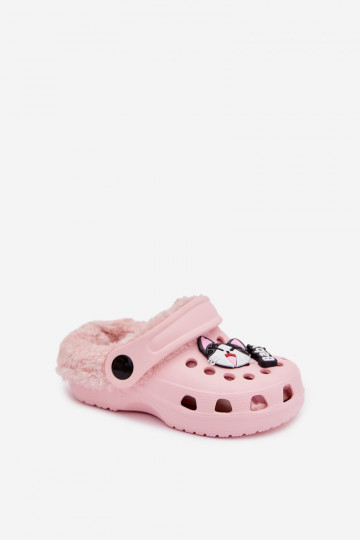 Kinderen warme slippers met bont aan de binnenkant, roze kleur „Cerelle"