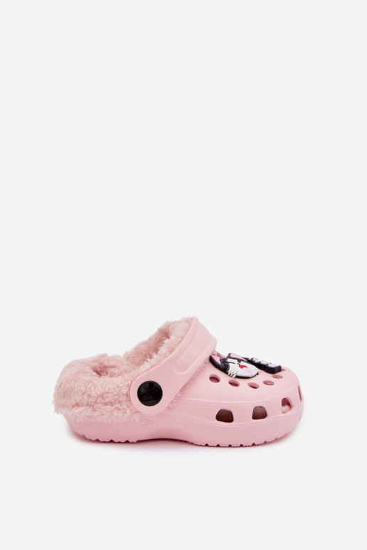 Kinderen warme slippers met bont aan de binnenkant, roze kleur „Cerelle"