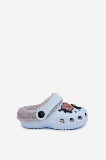 Kinderen warme slippers met bont aan de binnenkant, lichtblauwe kleur „Cerelle" 2