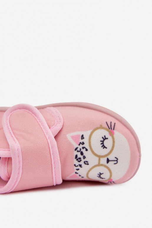 Kinderen roze slippers met klittenband „Katline"