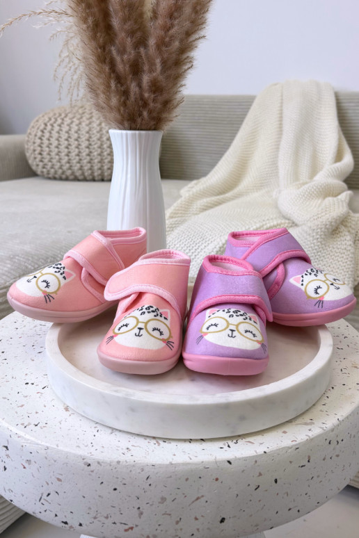 Kinderen roze slippers met klittenband „Katline"