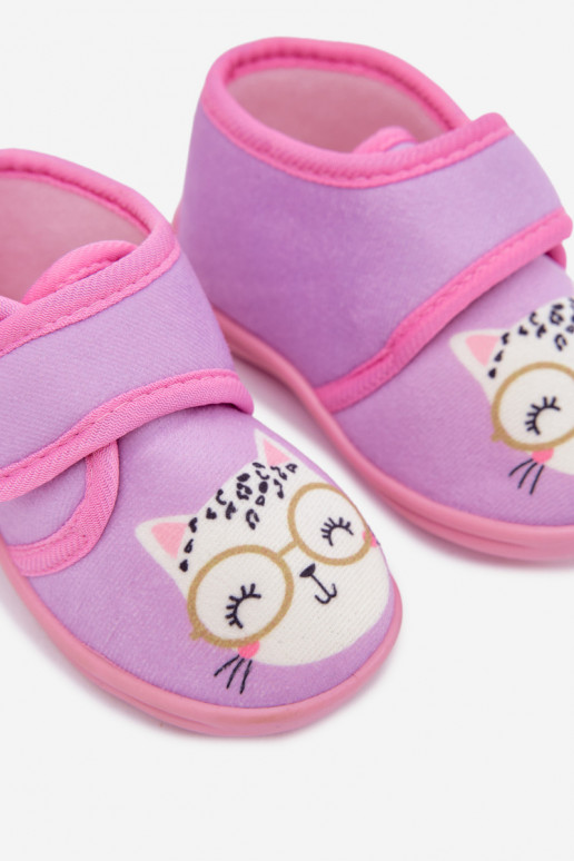 Kinderen paarse slippers met klittenband „Katline"