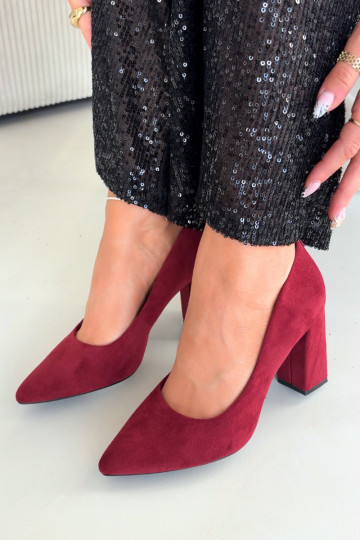 Sergio Leone PB216 suède schoenen met hakken, bordeaux kleur 2
