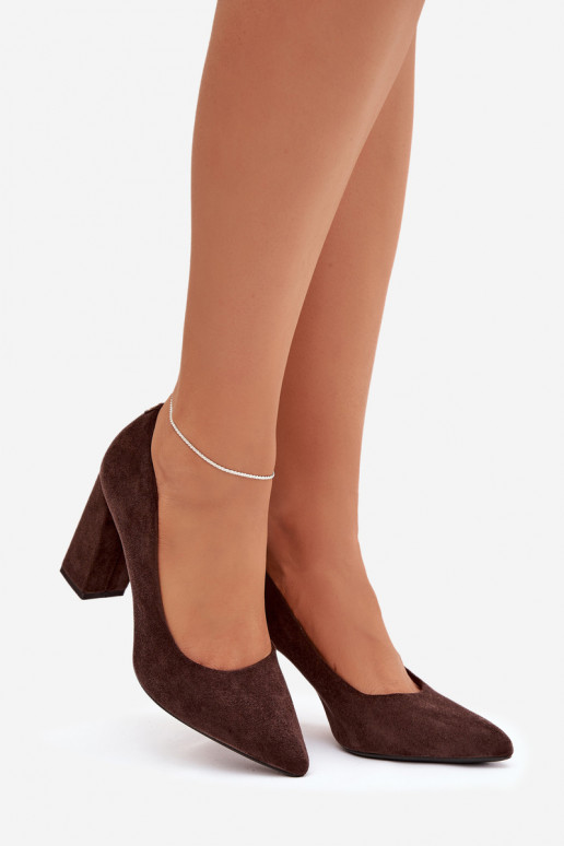 Suede schoenen met hakken Sergio Leone PB216 CzekoladoIne