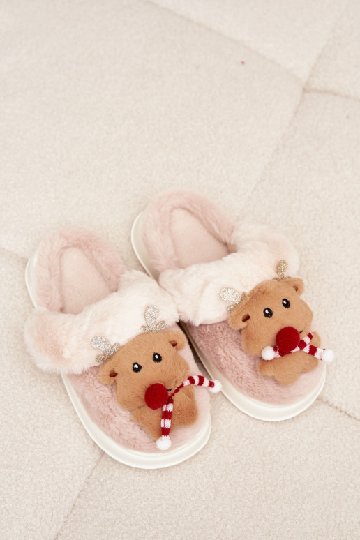 Kerstmis met bont Slippers Dames Rendieren beige Ilianne