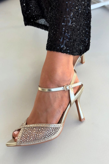 Dames sandalen met dunne hakken Met Decoratie gouden kleur Peloria 2