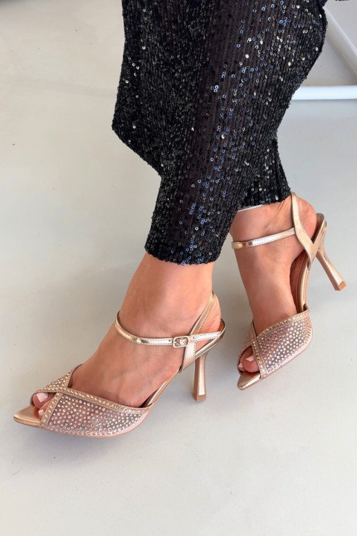 Dames sandalen met dunne hakken Met Decoratie Szampańskie Peloria
