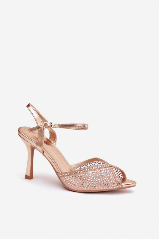 Dames sandalen met dunne hakken Met Decoratie Szampańskie Peloria