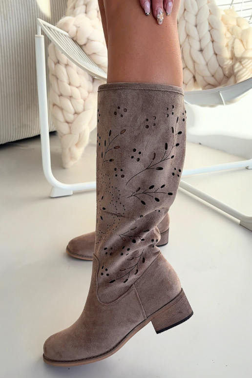 met elementen van opengeInerkt dameslaarzen Op Klok kaki kleuren Helinna