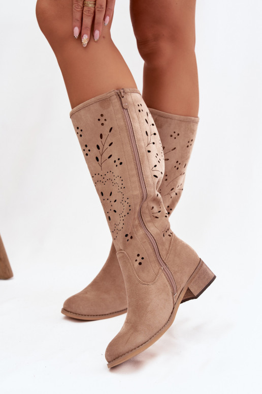 met elementen van opengeInerkt dameslaarzen Op Klok kaki kleuren Helinna