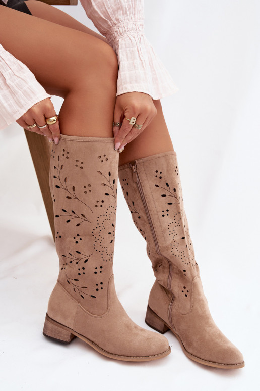 met elementen van opengeInerkt dameslaarzen Op Klok kaki kleuren Helinna