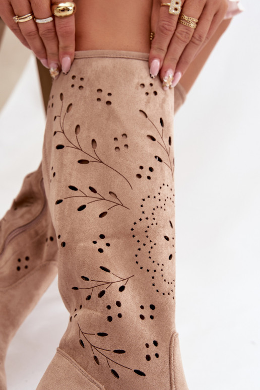 met elementen van opengeInerkt dameslaarzen Op Klok kaki kleuren Helinna