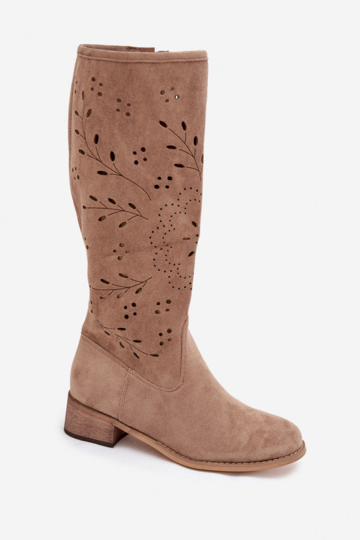 met elementen van opengeInerkt dameslaarzen Op Klok beige Helinna