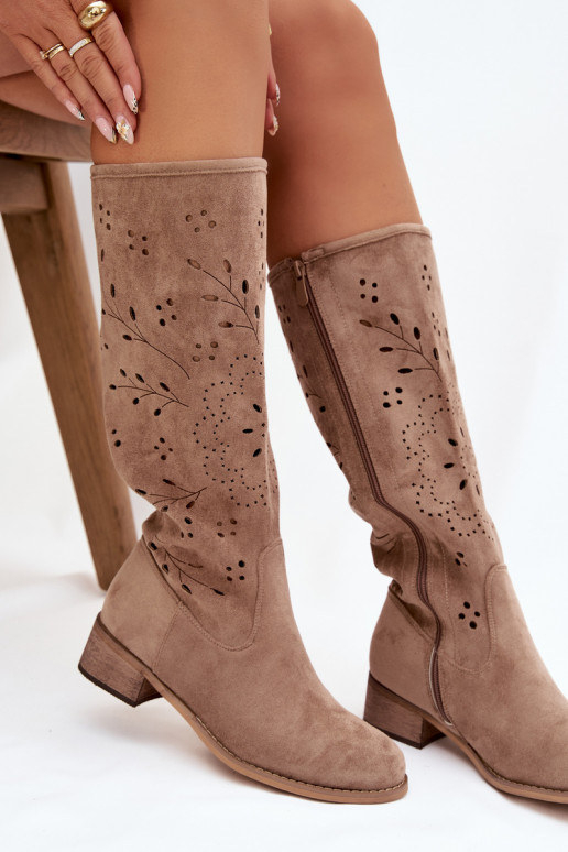 met elementen van opengeInerkt dameslaarzen Op Klok beige Helinna