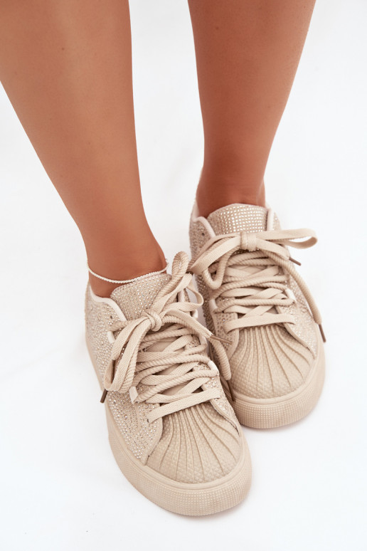 Versierd Sneakers model schoenen Dames beige Calissea