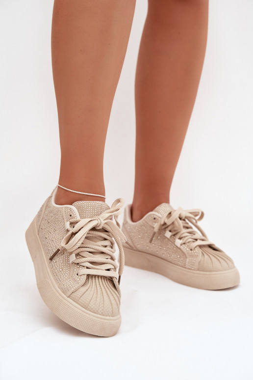 Versierd Sneakers model schoenen Dames beige Calissea
