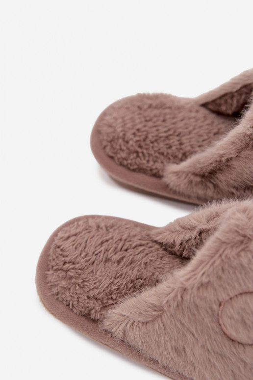 Zandkleurige kinder slippers met bont Norene
