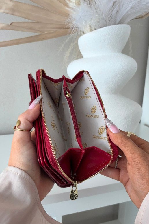 Gelakte damesportemonnee met gouden details rode kleur Evlinne