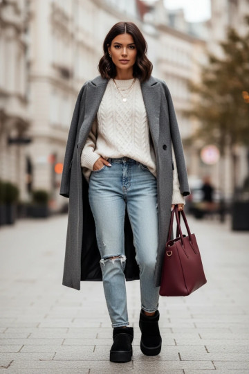 Zwarte dames sneeuwlaarzen van kunstsuède Irene 2
