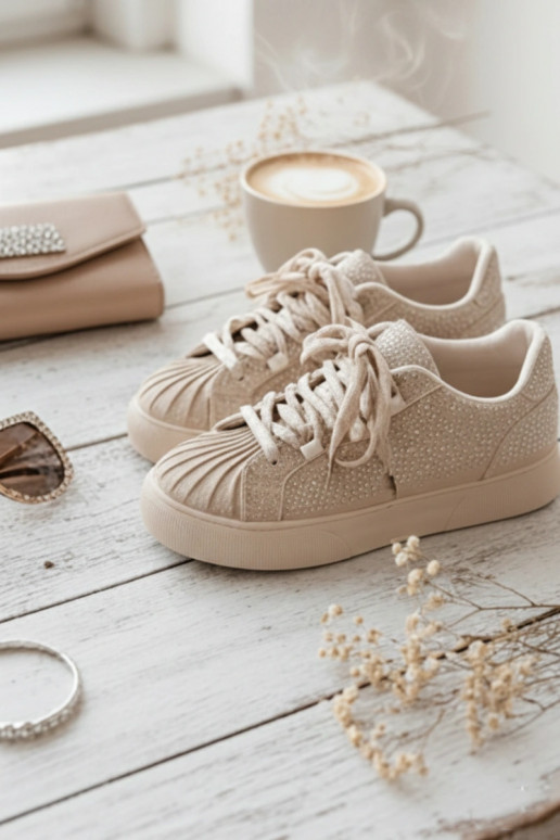 Versierd Sneakers model schoenen Dames beige Calissea