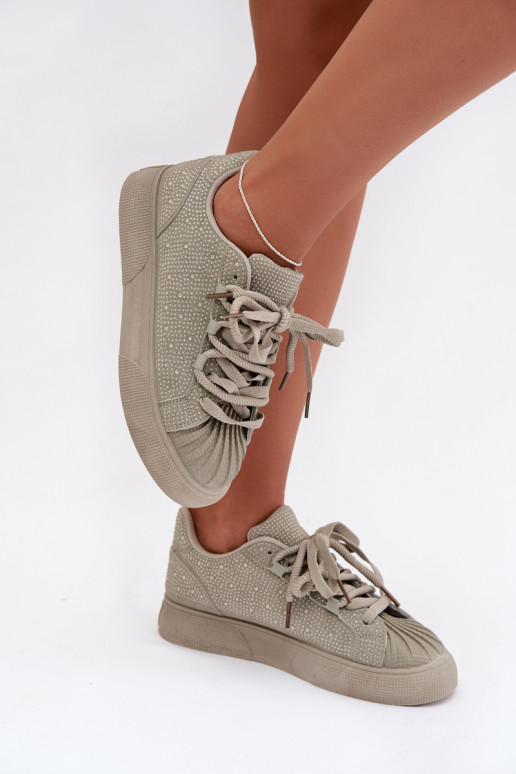 Versierd Sneakers model schoenen Dames groene kleur Calissea